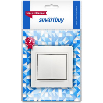 Выключатель с/у 2-кл 10А, IP20, SmartBuy Венера [SBE-01w-10-SW2-0] белый