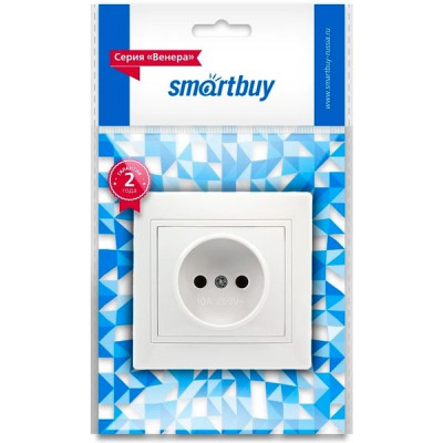 Розетка с/у 2P 10A, IP20, SmartBuy Венера [SBE-01w-10-S1-N] белый