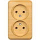 Розетка о/у 2x2P 10А, SmartBuy Юпитер [SBE-03lw-10-S2-N] свет. дерево