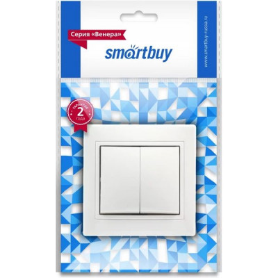 Выключатель с/у 2-кл 10А, IP20, SmartBuy Венера [SBE-01w-10-SW2-0-c] белый, керамика