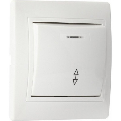 Переключатель с/у 1-кл 10А, IP20, с индик., SmartBuy Венера [SBE-01w-10-SW12-1-c] белый керамика
