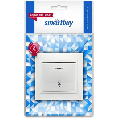 Переключатель с/у 1-кл 10А, IP20, с индик., SmartBuy Венера [SBE-01w-10-SW12-1-c] белый керамика