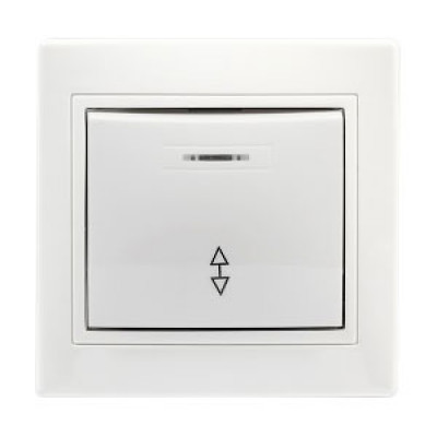 Переключатель с/у 1-кл 10А, IP20, с индик., SmartBuy Венера [SBE-01w-10-SW12-1-c] белый керамика