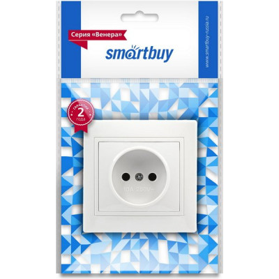 Розетка с/у 2P 10A, IP20, SmartBuy Венера [SBE-01w-10-S1-N-c] белый керамика