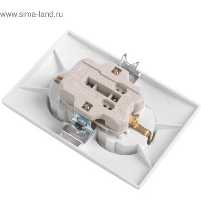Розетка с/у 2x2P+E 16A, IP20, со шторками, SmartBuy Венера [SBE-01w-16-S2-1Z-c] белый керамика
