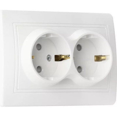 Розетка с/у 2x2P+E 16A, IP20, со шторками, SmartBuy Венера [SBE-01w-16-S2-1Z-c] белый керамика