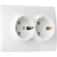 Розетка с/у 2x2P+E 16A, IP20, со шторками, SmartBuy Венера [SBE-01w-16-S2-1Z-c] белый керамика