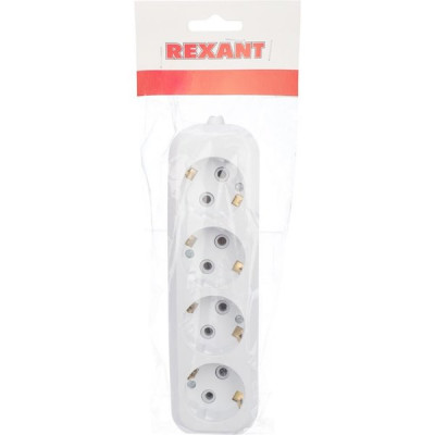 Колодка 4 розетки 10А/2,2кВт с заземлением, REXANT [11-8707]