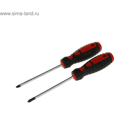 Набор отверток  2 предмета: PH1 и SL 5х100 (+/-), обраб. полировка, 2-комп. рукоятка, LOM [1858843]