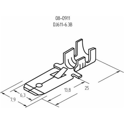Наконечник плоский штекер 6.3мм, 1-1.5кв.мм, DJ611-6.3B REXANT [08-0911]