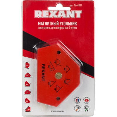 Магнитный держатель угольник для сварки, на 6 углов, усилие 11,3кг REXANT [12-4831]