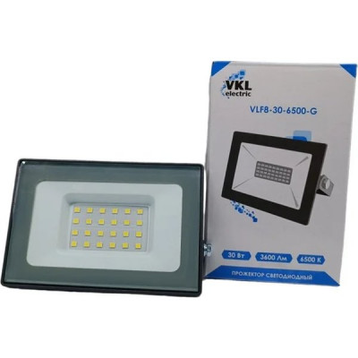 Прожектор LED  30W, 6500K, IP65, SMD, 3600Лм, VKL [VLF8-30-6500-G] серый