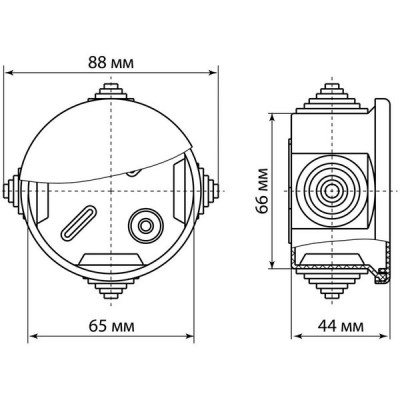 Коробка распаячная о/у d65*40мм, IP54, 4вх, TDM [SQ1401-0101][10] серый