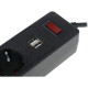 Сетевой фильтр  1.8м, 5 розеток+2хUSB 2.1A, 10А/2200Вт, 3x0.75, SmartBuy [SBSP-18U-K] чёрный