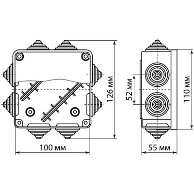 Коробка распаячная о/у 100*100*55мм, крышка, IP54, 8вх, TDM [SQ1401-0713] сосна