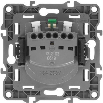 Розетка с/у 2P+E 16A, со шторками, с крышкой, ЭРА12 [12-2103-03][10] алюминий