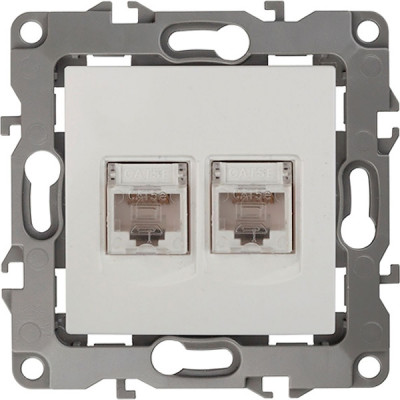 Розетка с/у компьютерная 2xRJ45, ЭРА12 [12-3108-01][10] белый