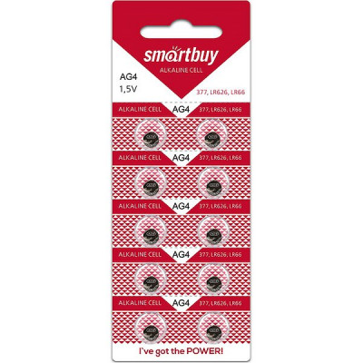 Батарейка SmartBuy AG4/LR66/LR626/377 [BL10/200] [SBBB-AG4-10B]