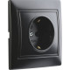 Розетка с/у 2P+E 16A, IP20, SmartBuy Венера [SBE-01b-16-S1-Z-c] черный керамика