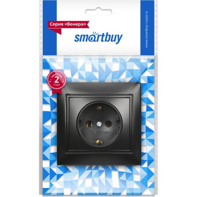 Розетка с/у 2P+E 16A, IP20, SmartBuy Венера [SBE-01b-16-S1-Z-c] черный керамика