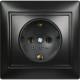 Розетка с/у 2P+E 16A, IP20, SmartBuy Венера [SBE-01b-16-S1-Z-c] черный керамика