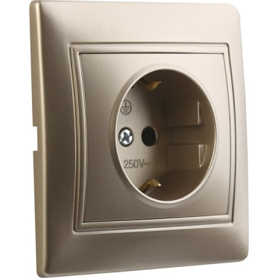 Розетка с/у 2P+E 16A, IP20, SmartBuy Венера [SBE-01c-16-S1-Z-c] шампань керамика