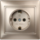 Розетка с/у 2P+E 16A, IP20, SmartBuy Венера [SBE-01c-16-S1-Z-c] шампань керамика