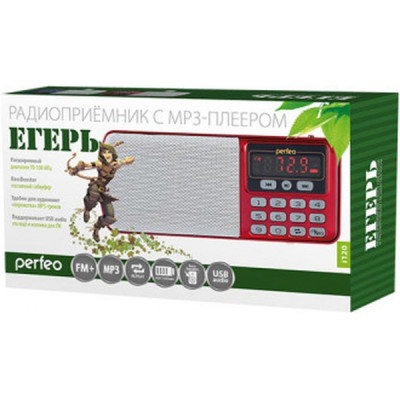 Радиоприемник 3-in-1, FM, MP3, USB, microSD, Line In, Perfeo ЕГЕРЬ [i120-BK] коричневый