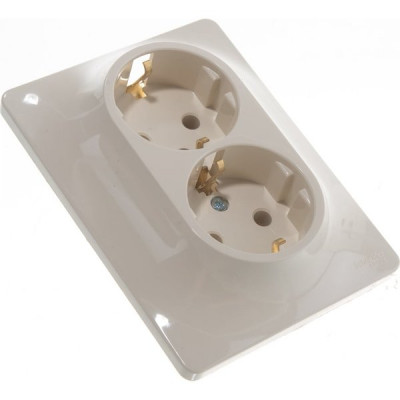 Розетка с/у 2x2P+E 16A, IP20, Schneider Electric Glossa [GSL000224] бежевый