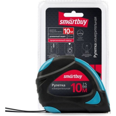 Рулетка 10м*25мм, ударопрочный корпус, усиленный зацеп, SmartBuy [SBT-MTP-1025P2]