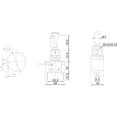 Тумблер ON-OFF, 12V 25A (3с), однополюсный, желт.подсв., REXANT [36-4332]