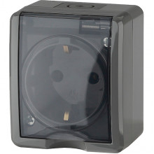 Розетка о/у 2P+E 16A IP54, со шторками, ЭРА Эксперт [11-2402-03][16] серый