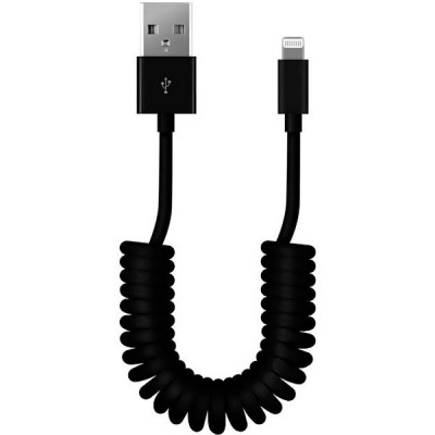 Кабель USB - Lightning, 1.0м, SmartBuy [iK-512sp black] спиральный, черный