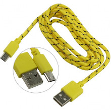 Кабель USB - microUSB, 1.0м, SmartBuy [iK-12n yellow] нейлон, желтый