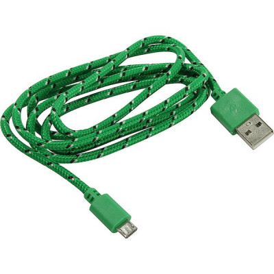 Кабель USB - microUSB, 1.0м, SmartBuy [iK-12n green] нейлон, зеленый