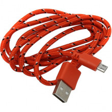 Кабель USB - microUSB, 1.0м, SmartBuy [iK-12n red] нейлон, красный