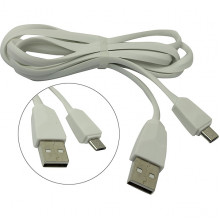 Кабель USB - microUSB, 1.0м, SmartBuy [iK-12r white] плоский, белый