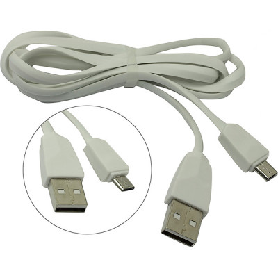 Кабель USB - microUSB, 1.0м, SmartBuy [iK-12r white] плоский, белый