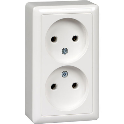 Розетка о/у 2x2P 16А, Schneider Electric Хит [RA16-237-B] белый