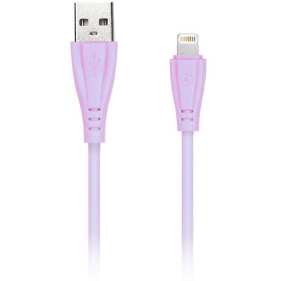 Кабель USB - Lightning, 1.0м, SmartBuy [iK-512RG rose] в резин. оплетке, розовый