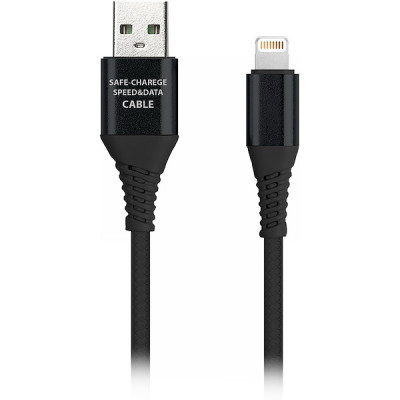 Кабель USB - Lightning, 1.0м, SmartBuy [iK-512ERG black] в резин. оплетке Gear