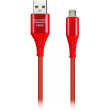 Кабель USB - microUSB, 1.0м, SmartBuy [iK-12ERG red] в резин. оплетке Gear