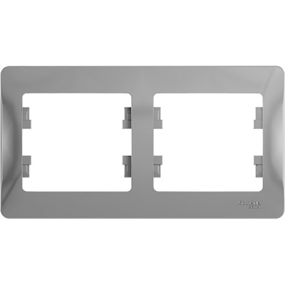 Рамка 2п, IP20, горизонтальная, Schneider Electric Glossa [GSL000302] алюминий