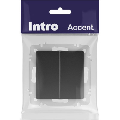 Переключатель с/у 2-кл 10А, IP20, Intro Accent [6-107-05] антрацит