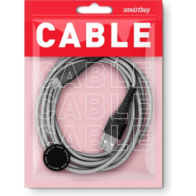Кабель USB - microUSB, 1.0м, SmartBuy [iK-10n-2 white] карбон, экстрапрочный, белый