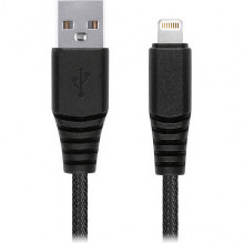 Кабель USB - Lightning, 2.0м, SmartBuy [iK-520n-2] карбон, экстрапроч, 2А, черный