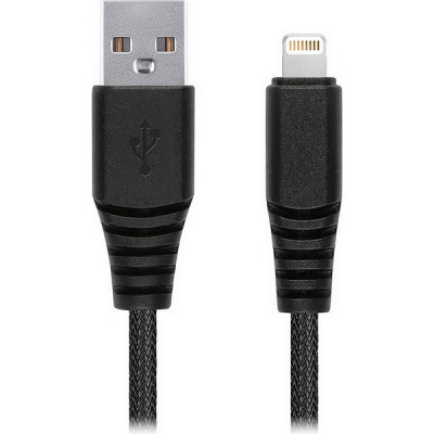 Кабель USB - Lightning, 2.0м, SmartBuy [iK-520n-2] карбон, экстрапроч, 2А, черный