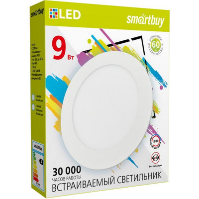 Светильник встраиваемый круг,  9W, 6500K, 720Лм, D145/135*9, IP20, Smartbuy [SBL-DL-9-65K]