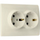 Розетка с/у 2x2P+E 16A, IP20, SmartBuy Венера [SBE-01i-16-S2-Z-c] слоновая кость керамика