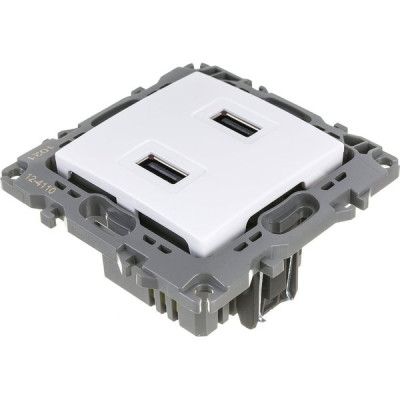 Розетка с/у 2xUSB 5В 2100мА, ЭРА12 [12-4110-01][6] белый
